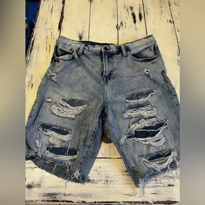 Ripped jean shorts